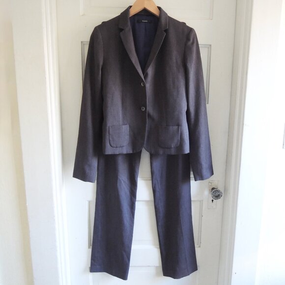 Tahari Gray Micro Herringbone Pant Suit Jkt 6 Pants 2 (Run L) - Picture 3 of 14